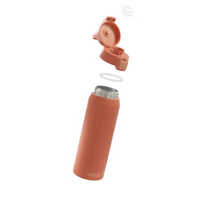 Sigg Shield Therm One Red 1,0 L GT6021.20 drinkfles met open deksel en losse onderdelen, ideaal voor koel en warm bewaren.