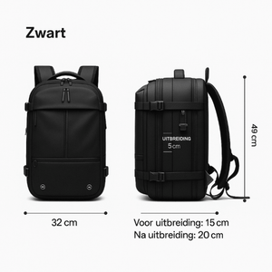 VINQ Vacuüm Rugzak met Draadloze Pomp Zwart VQ2518 met specificaties en afmetingen