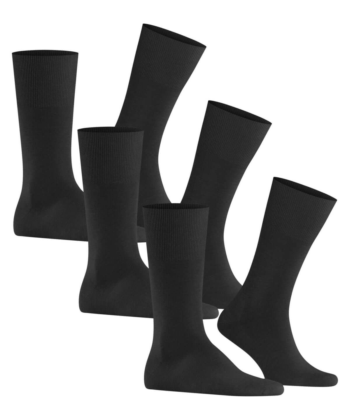 FALKE Airport zwarte sokken bundel van 3 paar, perfect voor onder pak of casual outfit.