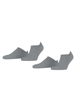 Grijze Esprit Active sneakersokjes voor dames in 2-PACK, gemaakt van biologisch katoen, met badstofzool en verdikt lipje aan de hiel.