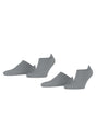 Grijze Esprit Active sneakersokjes voor dames in 2-PACK, gemaakt van biologisch katoen, met badstofzool en verdikt lipje aan de hiel.
