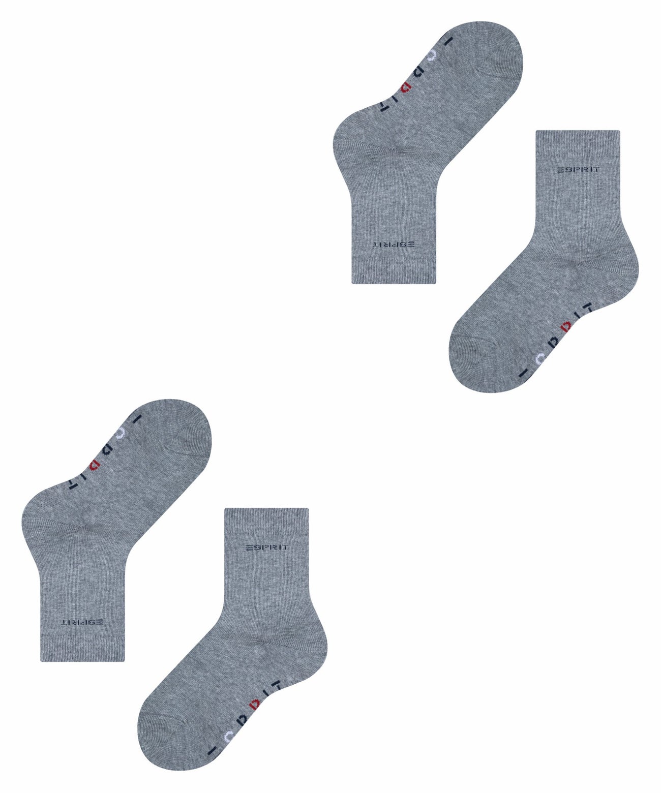 Esprit Foot Logo Kinderen 2-PACK 19041 3390 light greymel. Foto 16296