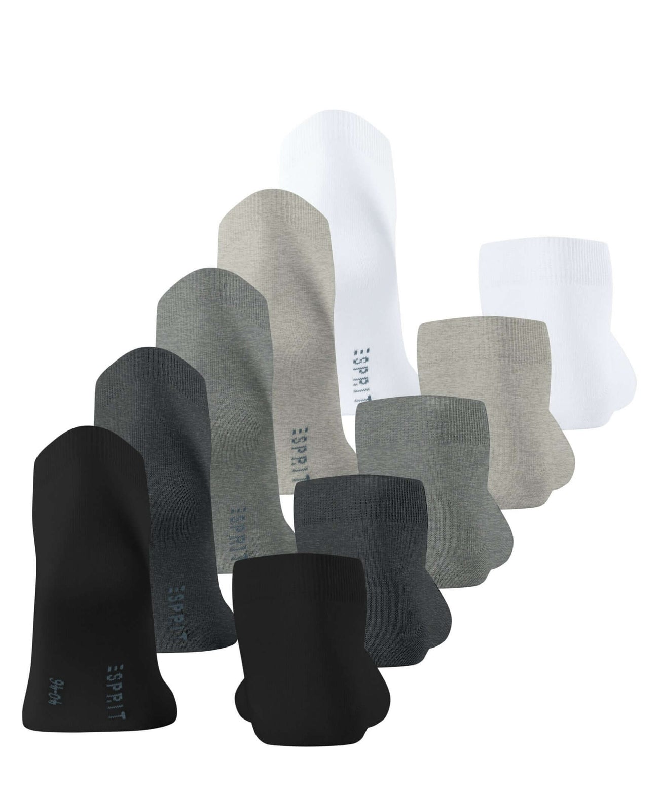 Esprit Solid Mix 5-PACK sneakersokken heren in vijf basiskleuren, gemaakt van biologische katoen, enkelhoogte, comfortabel en duurzaam.