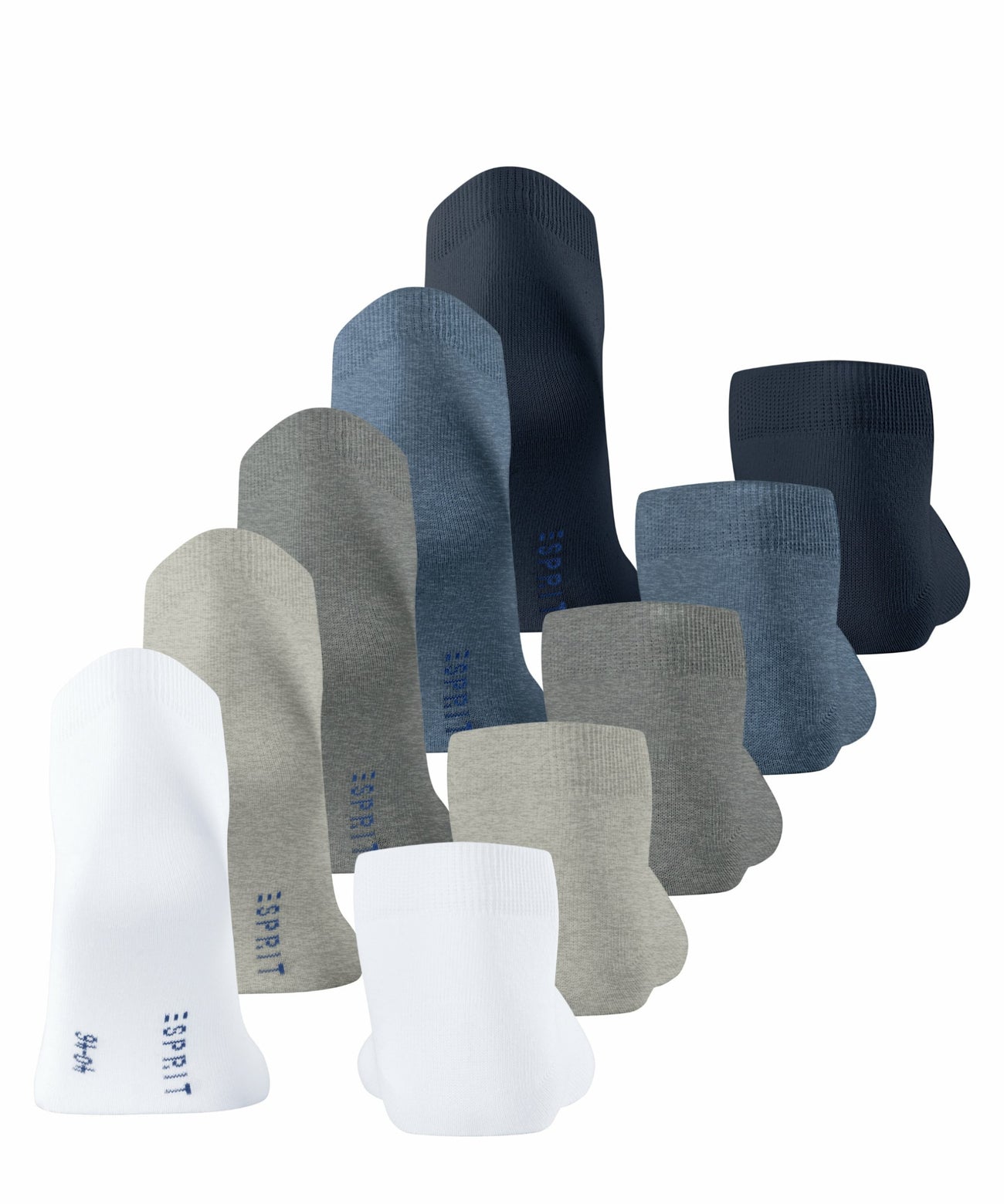 Esprit Solid Mix 5-pack sneakersokken heren in verschillende kleuren, biologisch katoen, enkelhoog