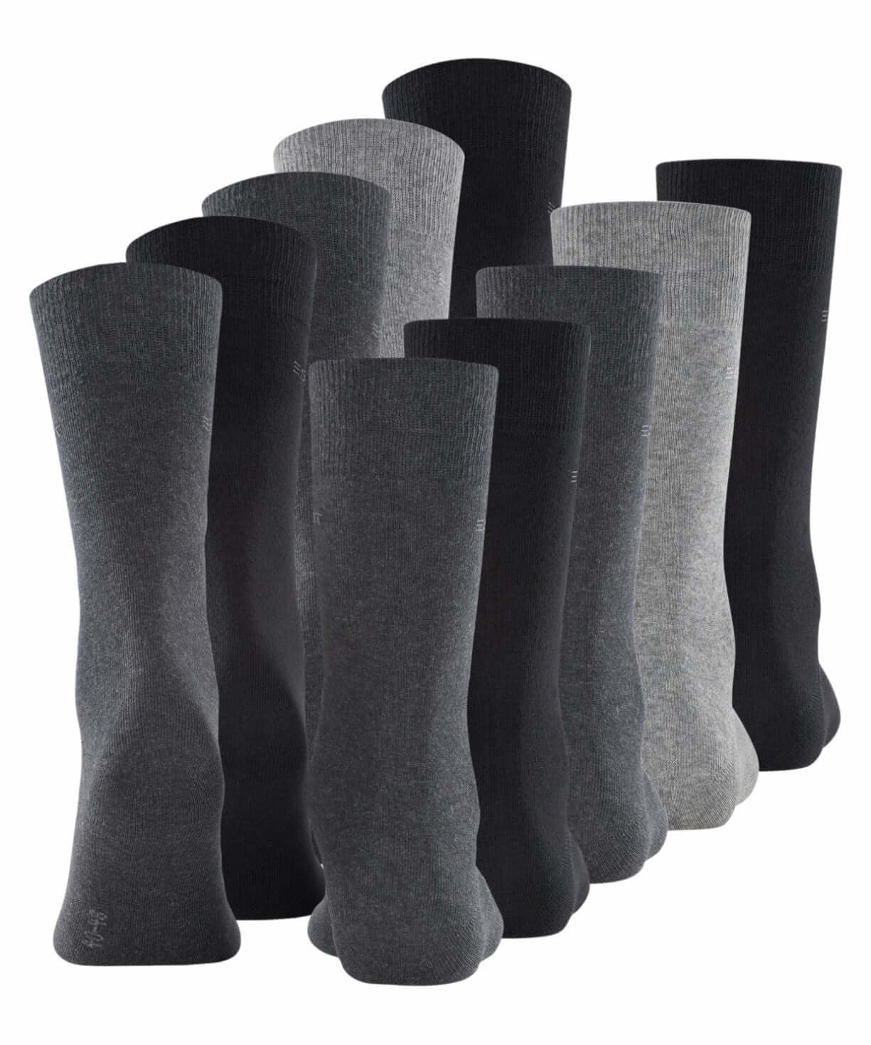 Esprit heren sokken 5-pack in zwart en grijs katoenen mix, versterkte hak en teen, dagelijkse comfort.
