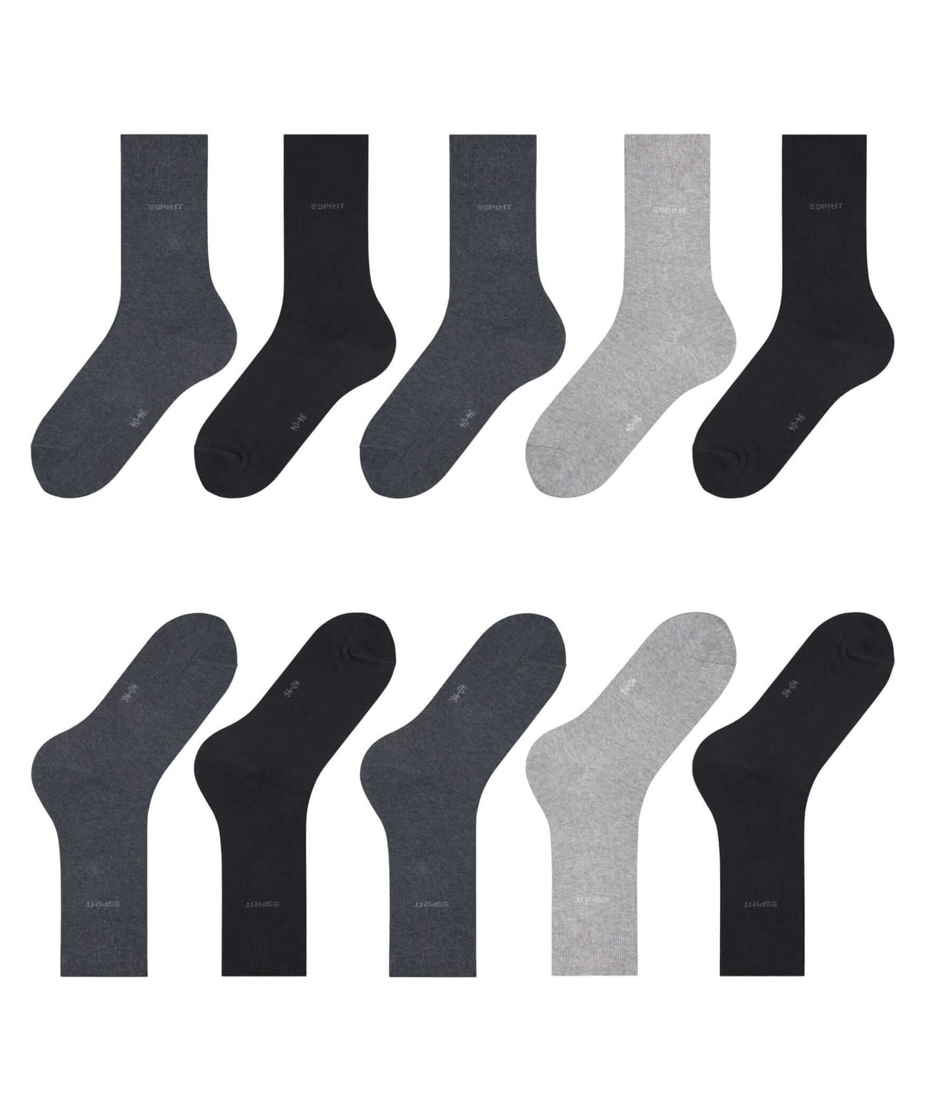 Esprit 5-pack herensokken in verschillende kleuren, gemaakt van katoenmix voor duurzaamheid en comfort.