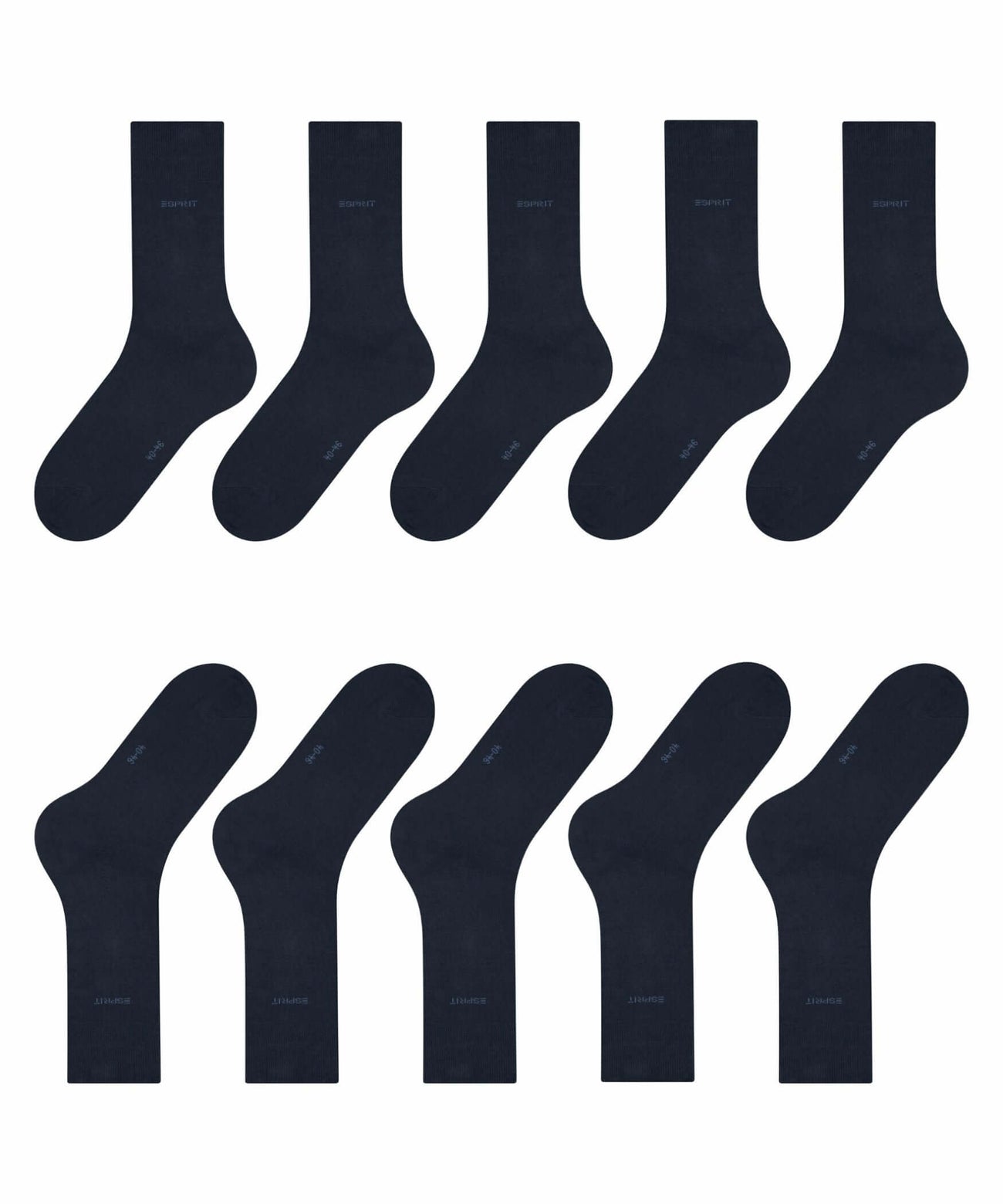 Esprit Uni Sokken Heren 5-PACK marine, 5 paar katoenen sokken met versterkte hak en teen.