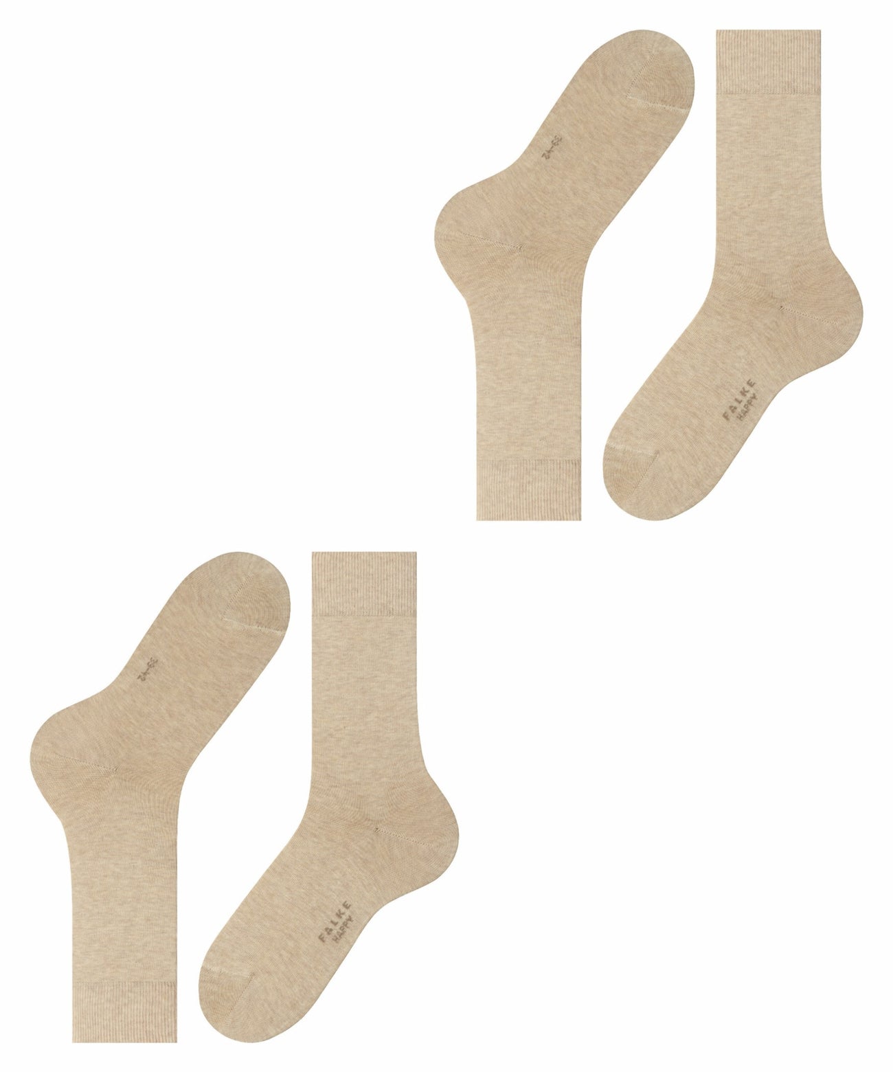 FALKE Happy 2-Pack Herensokken 14610 4650 sand mel. Foto 7344