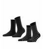 FALKE Happy Stripe 2-PACK Sokken Dames 46419 3000 black Foto 10017