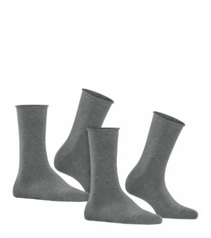 FALKE Happy Uni 2-PACK Sokken Dames 46417 3390 light greymel. Foto 9995