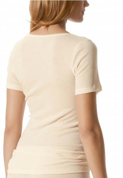 Mey Dames Shirtje Korte Mouw Softwool Base 66800 111 wollweiss Foto 6090