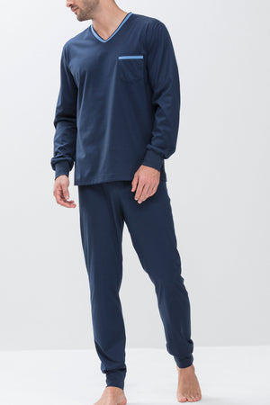 Mey Lange Pyjama Heren 18889 668 yacht blue Foto 16866