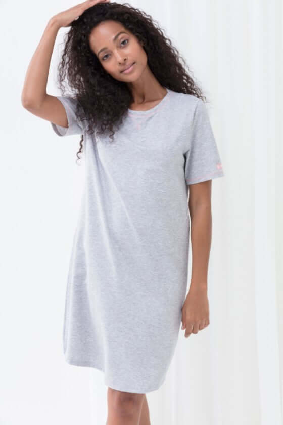 Mey Nachthemd Korte mouw ZZZleepwear Dames 16450 437 stone grey melange Foto 17300