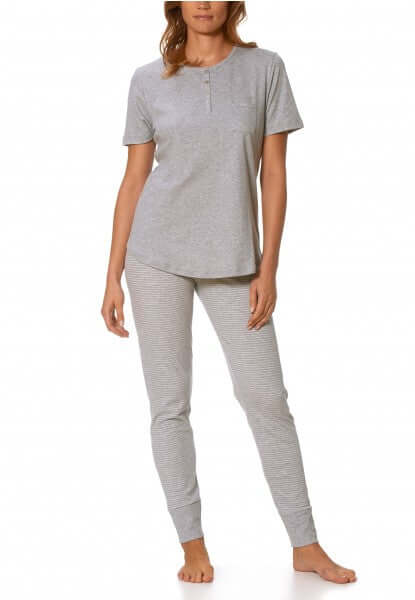 Mey Pyjama korte mouw Dames 14074 519 hell graumelange Foto 19267