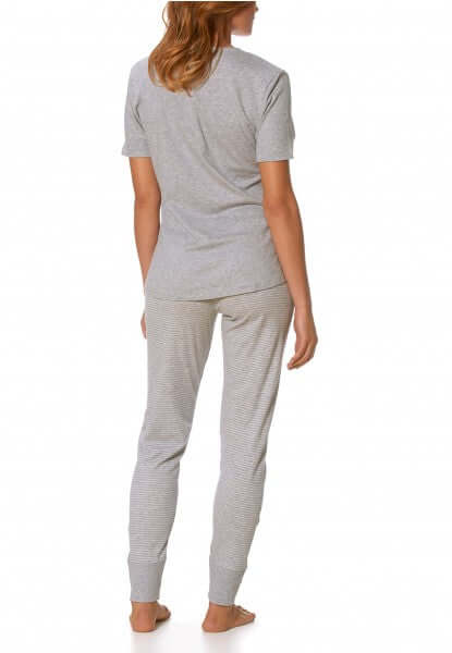 Mey Pyjama korte mouw Dames 14074 519 hell graumelange Foto 19268