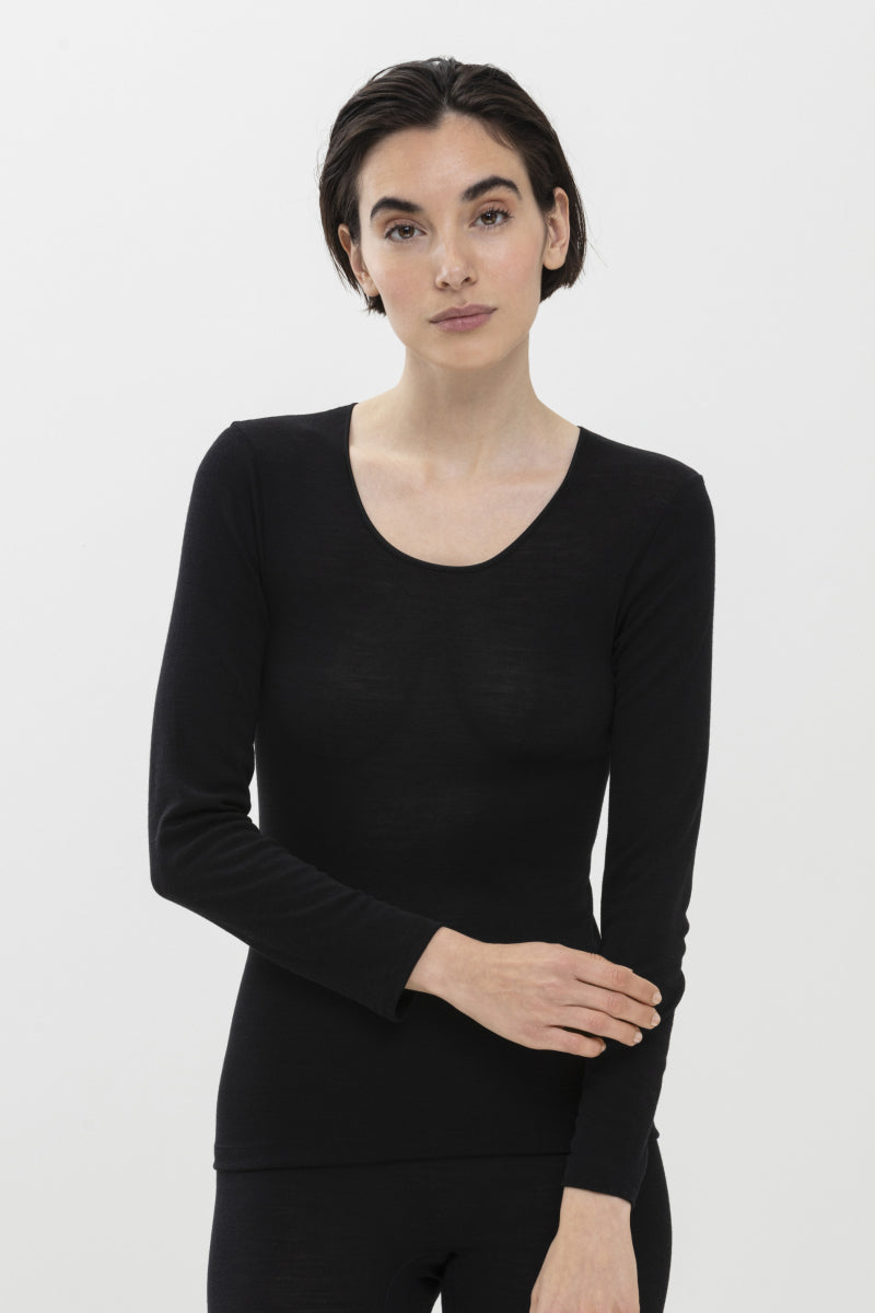 Mey Shirt Lange Mouw Wol-Zijde Exquisite 66577 3 schwarz Foto 16678