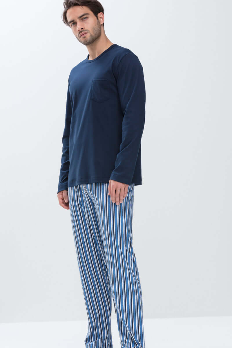 Mey Tweedelige Lange Pyjama Heren 18780  668 yacht blue Foto 6856