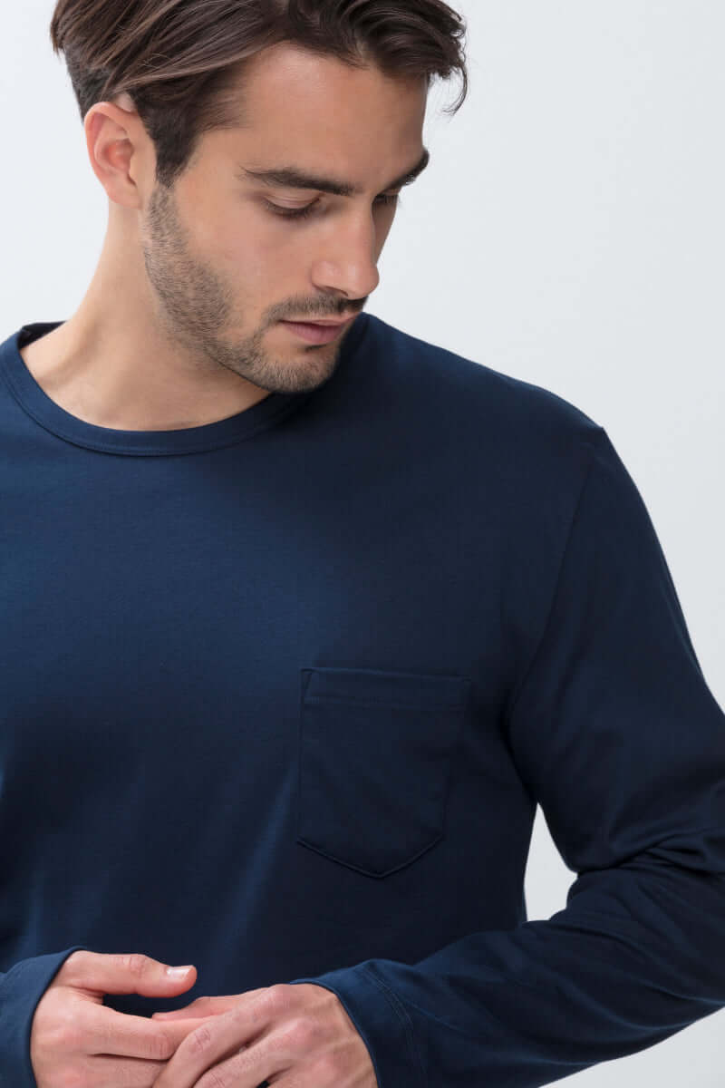 Mey Tweedelige Lange Pyjama Heren 18780  668 yacht blue Foto 6858