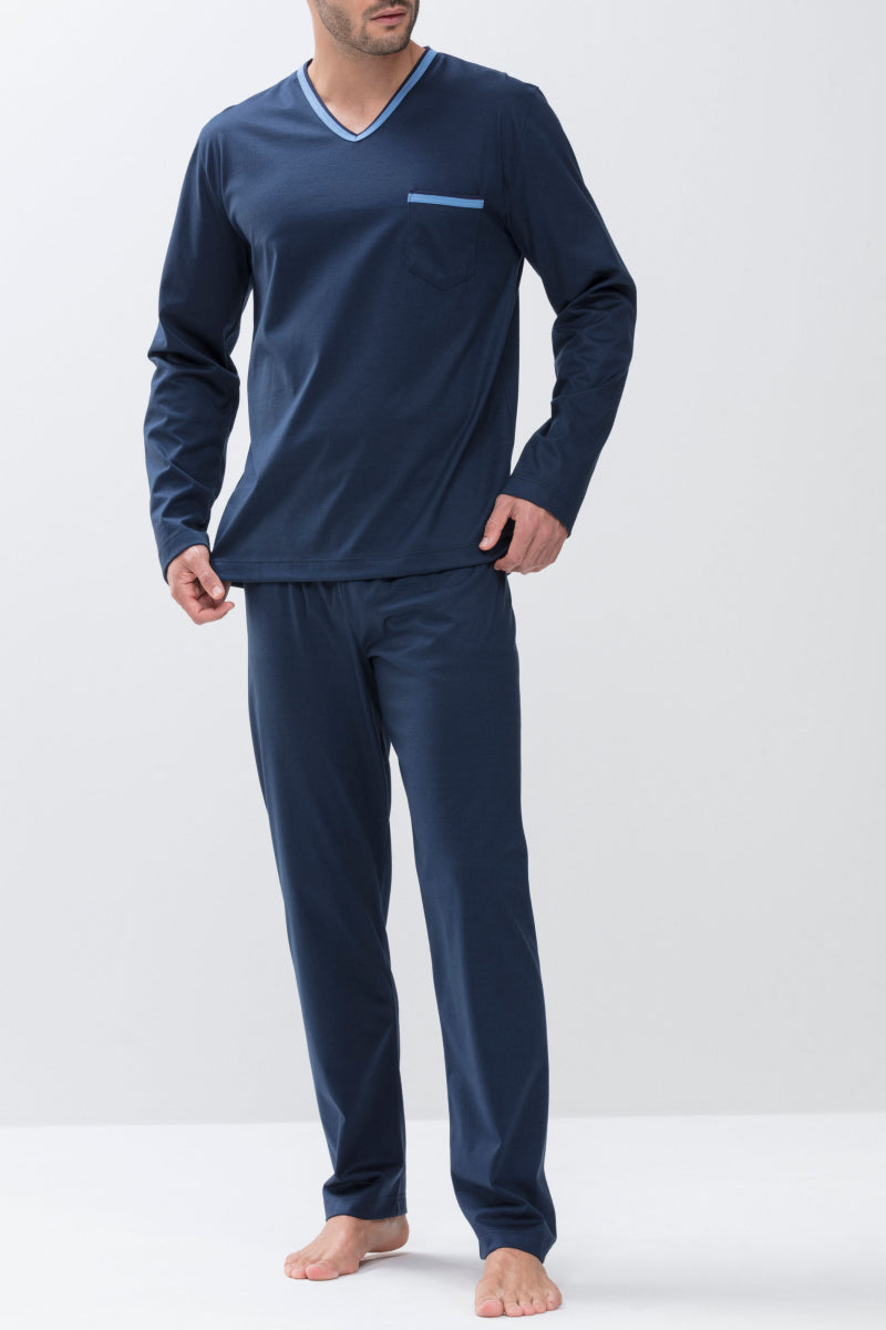 Mey Tweedelige Lange Pyjama Heren 18881   668 yacht blue Foto 16863