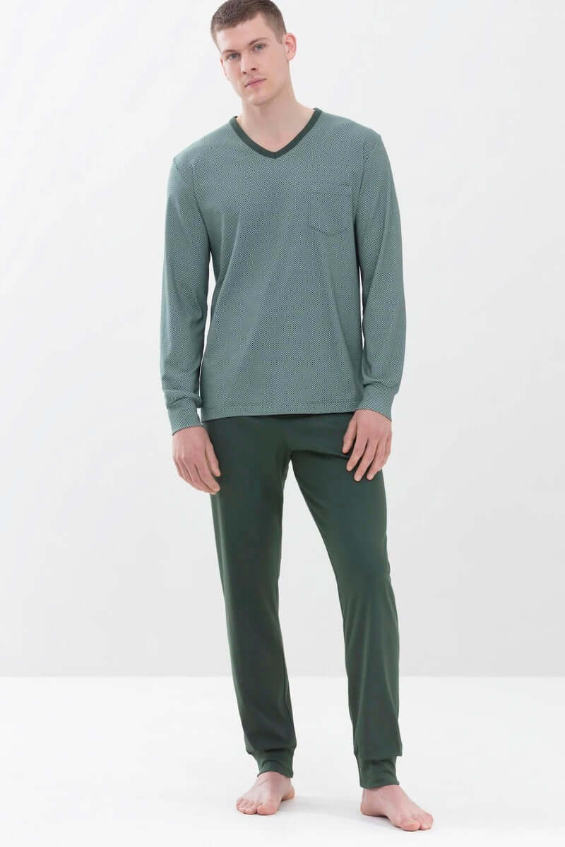 Mey Tweedelige Pyjama Mini Points Heren 34038 770 evergreen Foto 23511